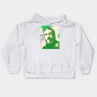 Robert Louis Stevenson Green Portrait | Robert Louis Stevenson Artwork 9 Kids Hoodie